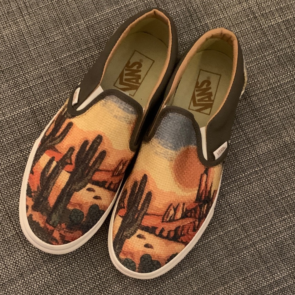 Vans Desert Scene Slip-On Shoes - Brown and Orange